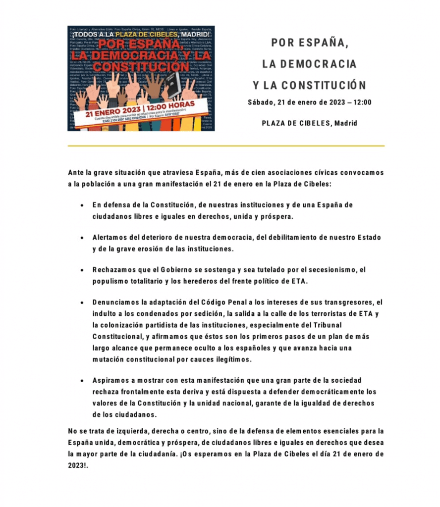 La Sociedad Civil-MANIFESTACIONES DE LOS DIAS 21-MADRID Y 22-BARCELONA.