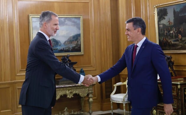 Investidura de Pedro Sánchez. El presidente en funciones con el Rey Felipe VI