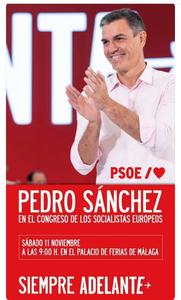 El PSOE celebra Congreso de socialistas europeos en Málaga el dia 11