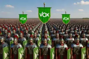 VOX en la Junta de Andalucía. VOX representado como una legión romana.