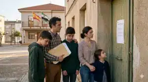 El extraño concepto de proteger empobreciendo. Familia española pidiendo una ayuda.